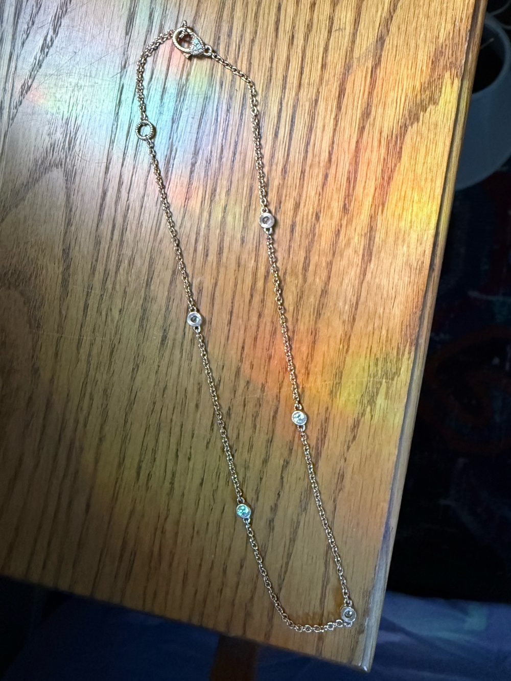 Judith Ripka rose gold color necklace w/ floating CZ stations 20” and 18” option